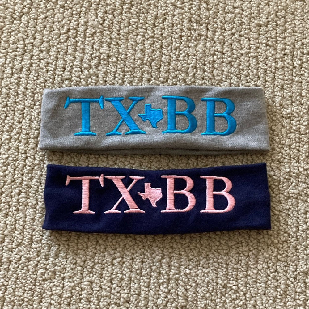 Texas Bluebonnets TXBB Cotton Stretchy Headbands Hair Accessories Blue Grey NWOT